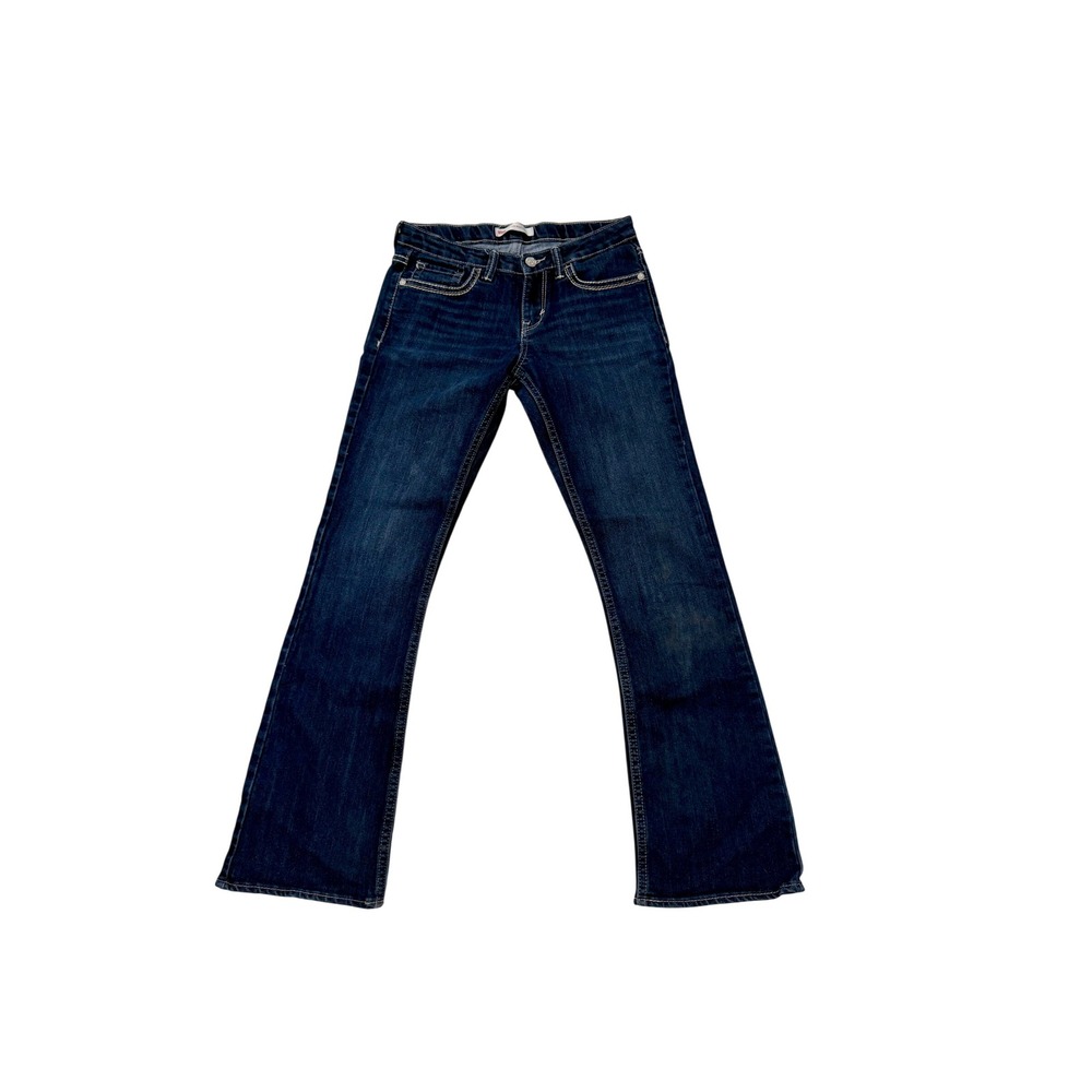 Levis 715 Bootcut Jeans Girls Size 14 Dark Wash Stretch Denim Adjustable Waist